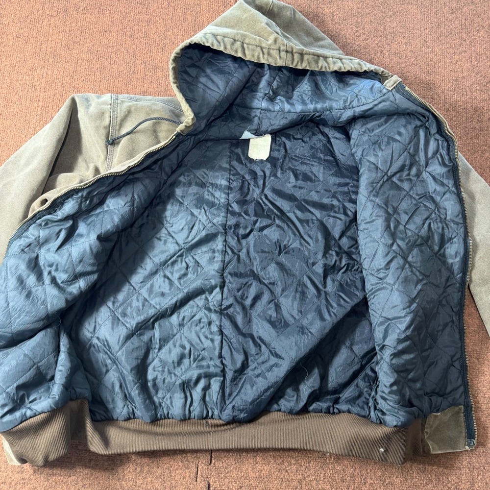 A- Carhartt Mens Duck Canvas Quilted Flannel Lined Active Jacket Brown Sz 24x28 - Picture 7 of 7